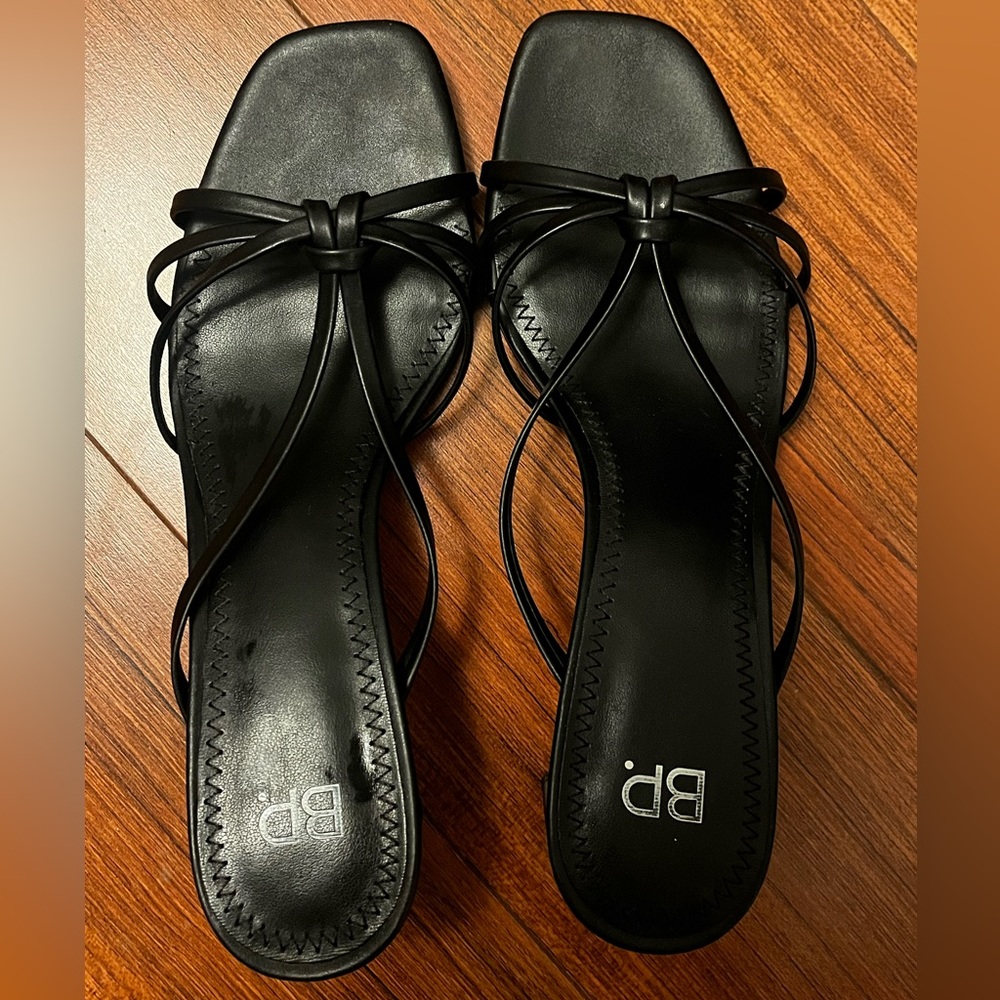 Size 7.5 BP heeled sandals in black (in original box)